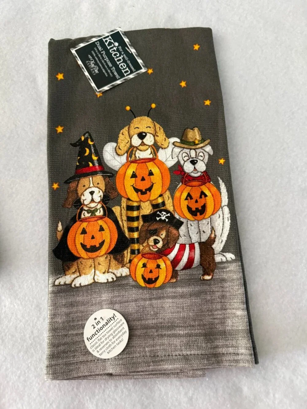 Kay Dee Halloween Dogs Kitchen Tea Towel Cotton and Terry Cloth